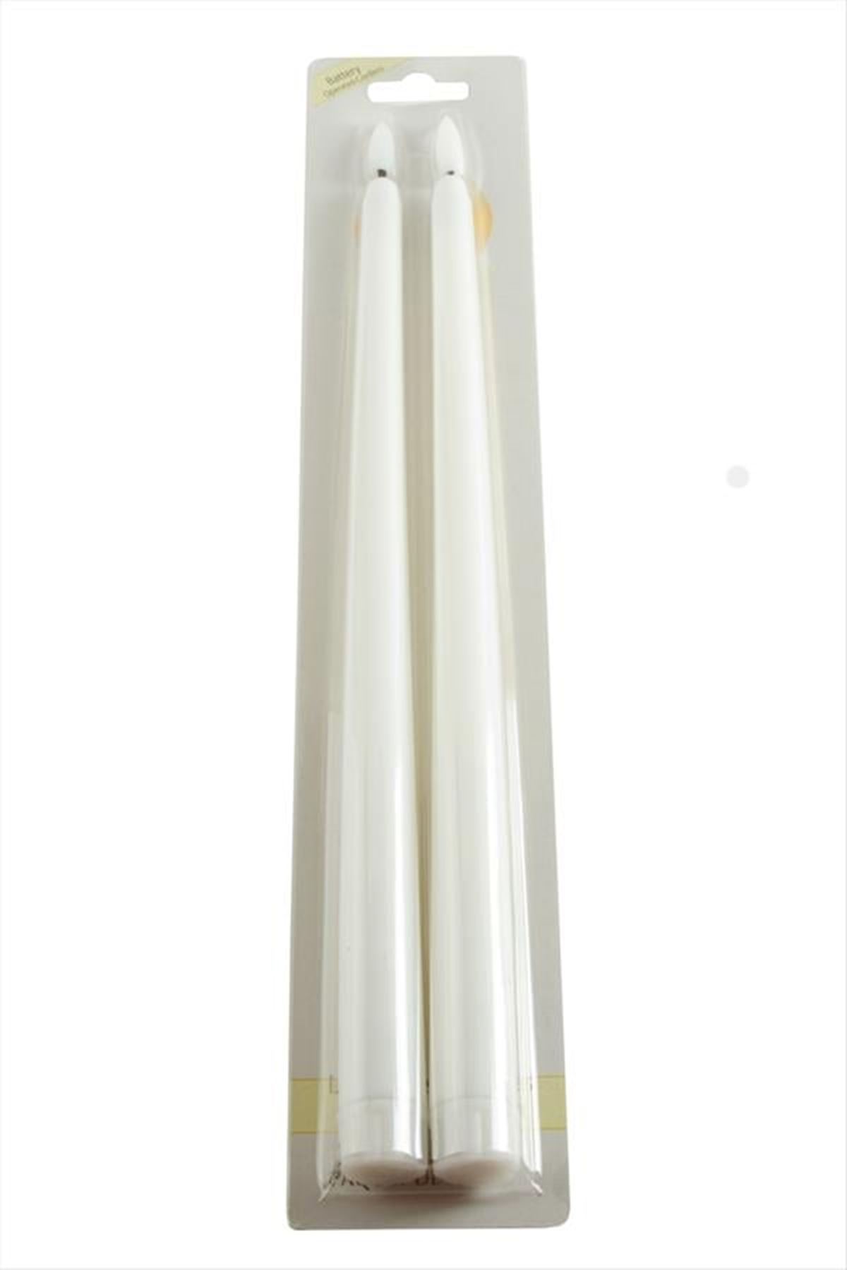2 Adet Işıklı Şamdan Mum 34 cm - Krem