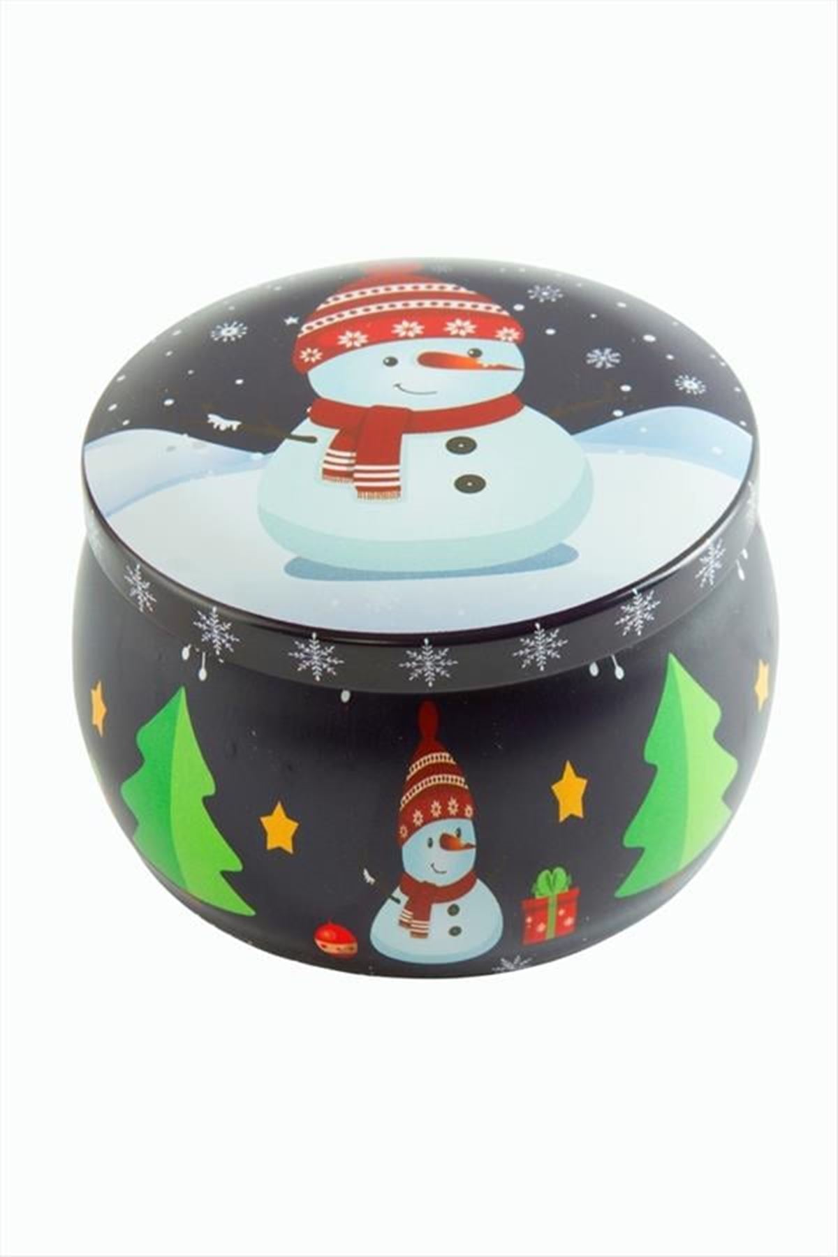 Kardan Adam Yılbaşı Kapaklı Mum 8 cm - Lacivert