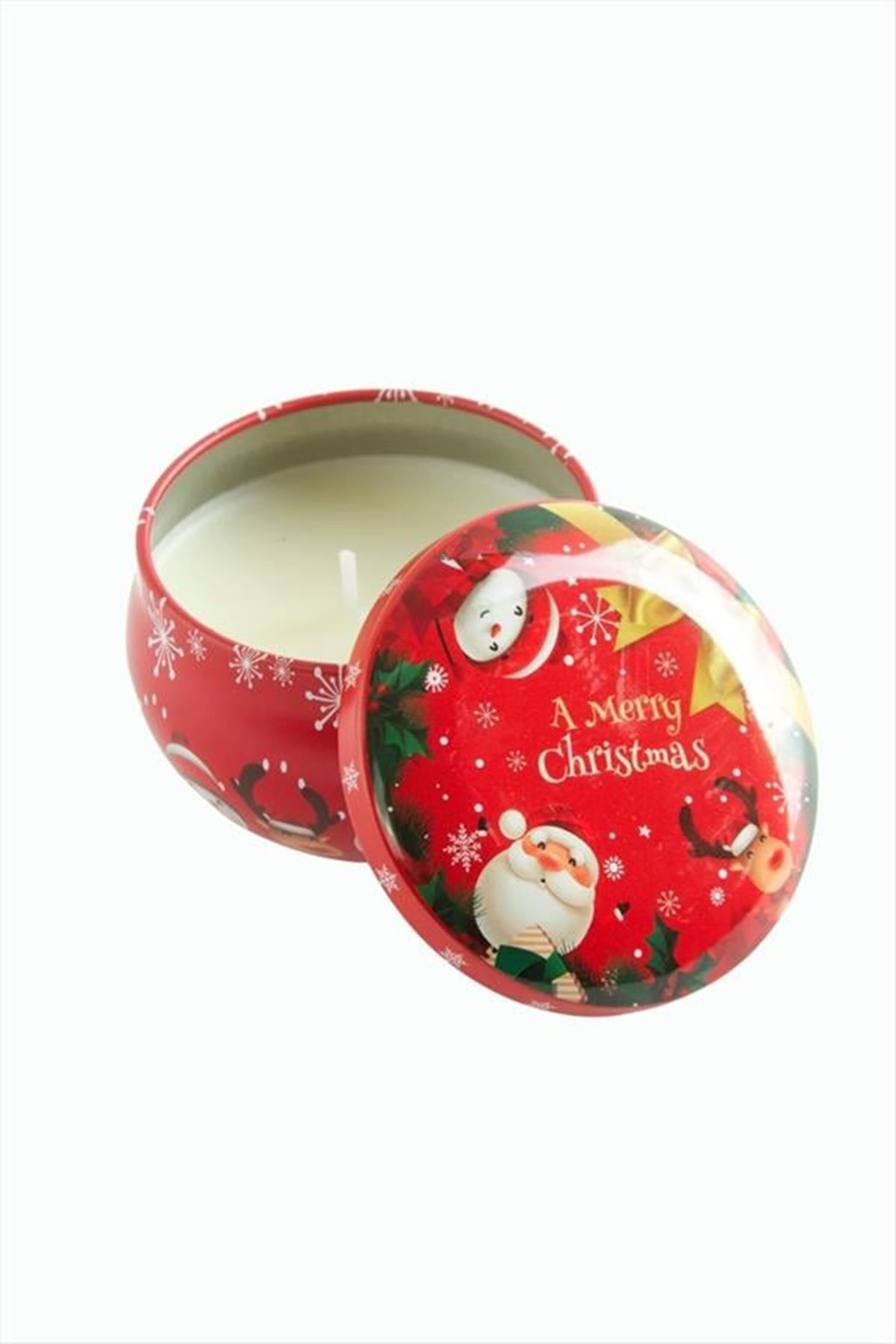 Noel Baba Yılbaşı Kapaklı Mum 6 cm - Kırmızı