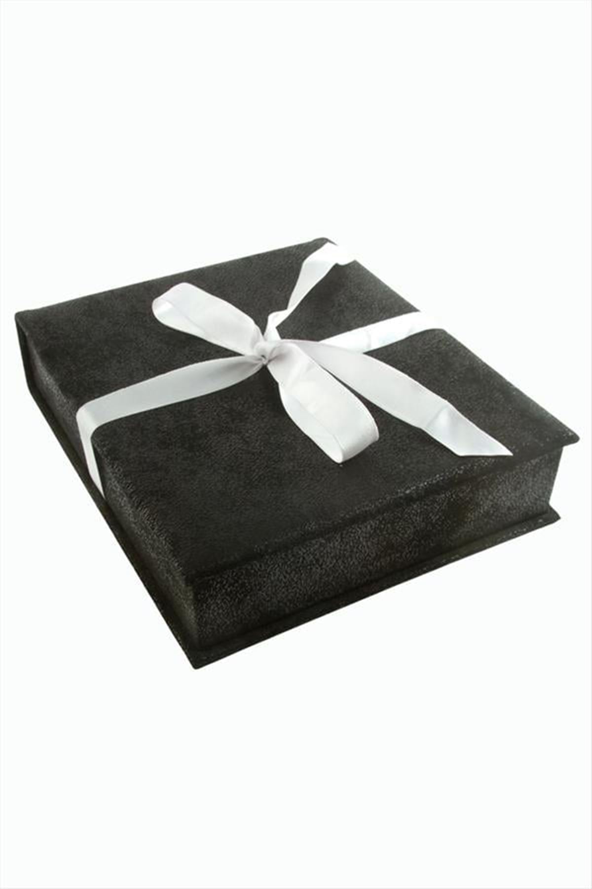 Kadife Lüx Set Kolye Kutusu Orta Boy - Siyah