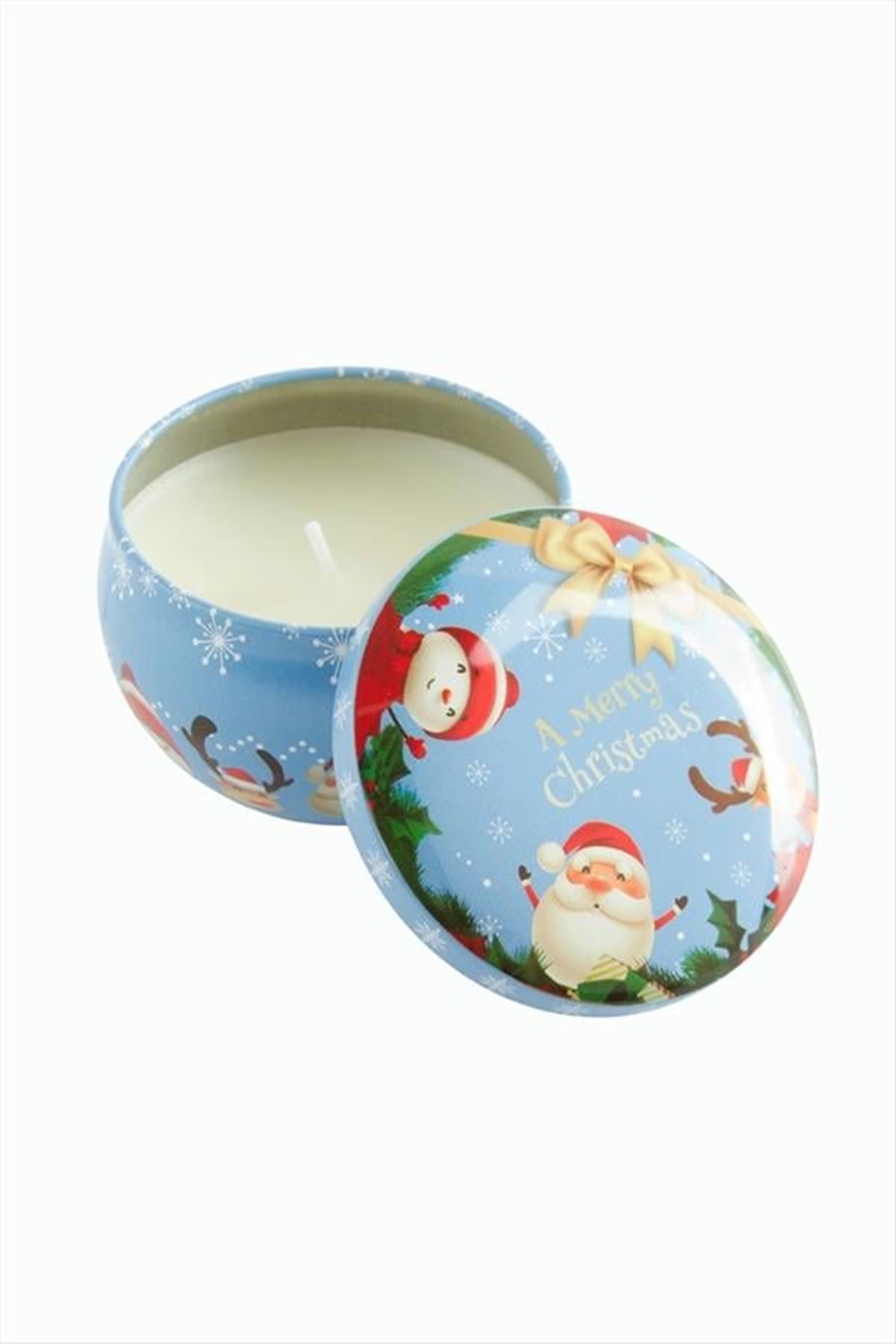 Kardan Adam Yılbaşı Kapaklı Mum 6 cm - Mavi