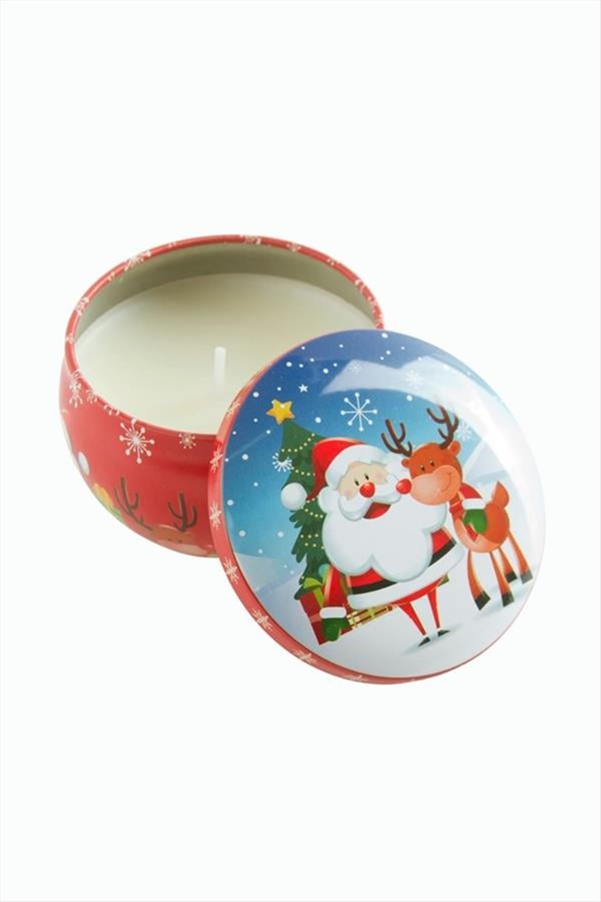 Noel Baba Yılbaşı Kapaklı Mum 6 cm - Kırmızı