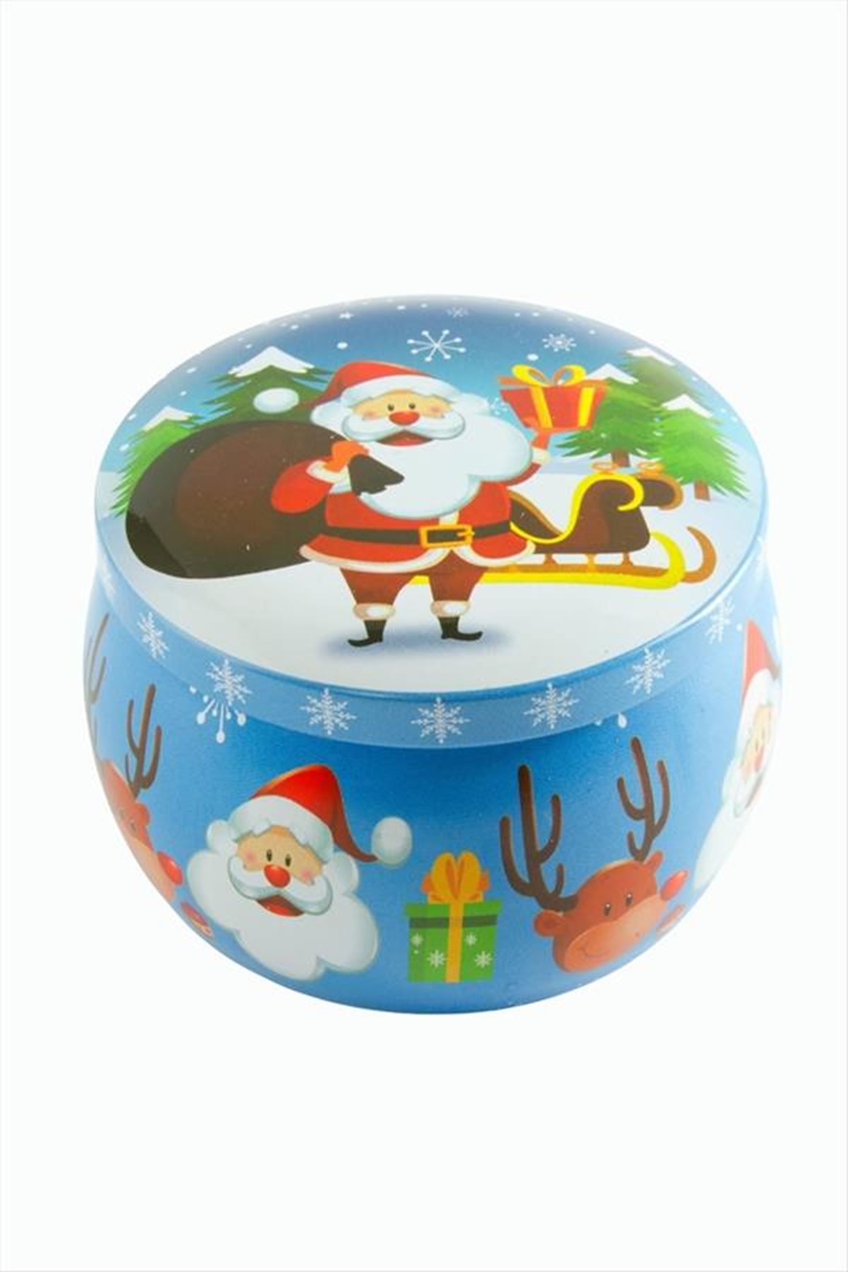 Noel Baba Yılbaşı Kapaklı Mum 8 cm - Mavi