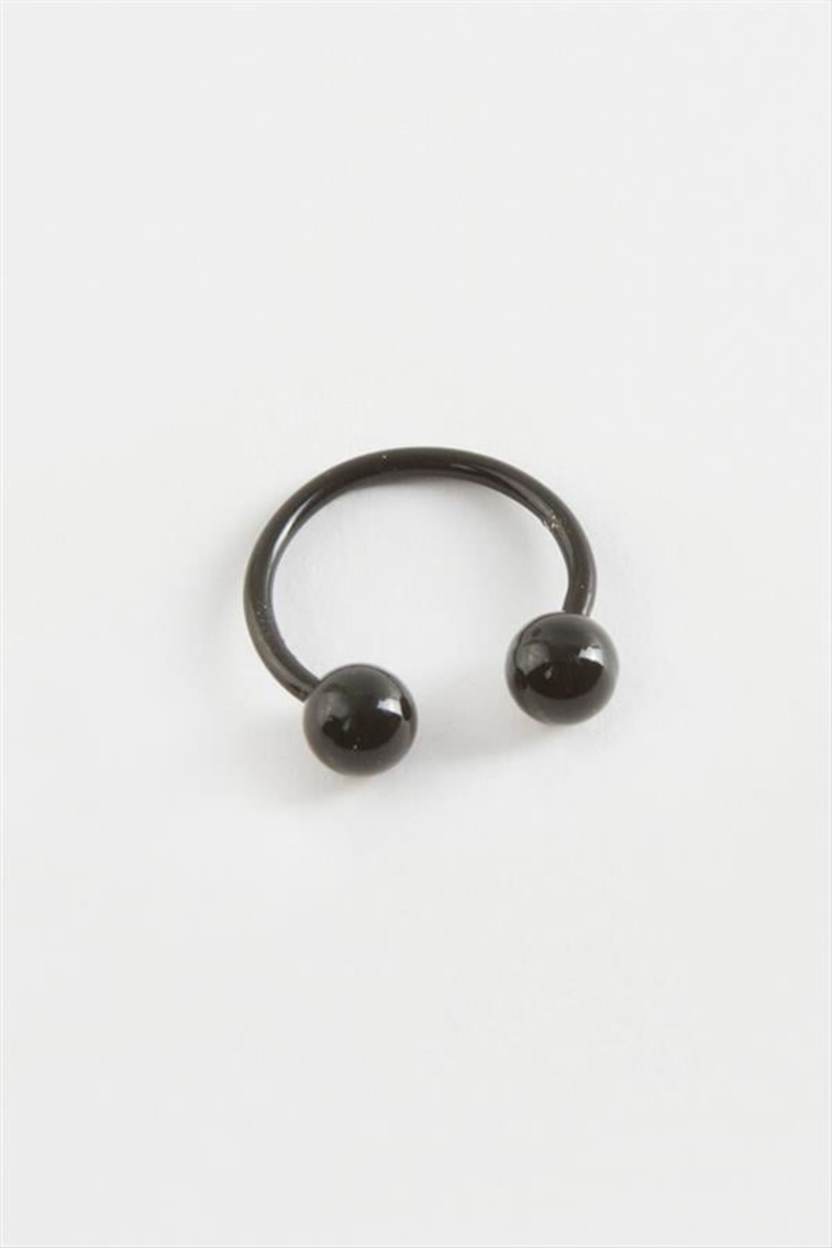 1 cm Septum Çelik Piercing 1 Adet - Siyah