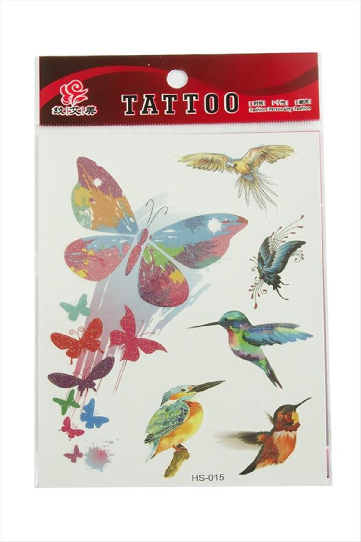Ağaç Kakan Kelebek Tattoo Dövme Sticker - Beyaz