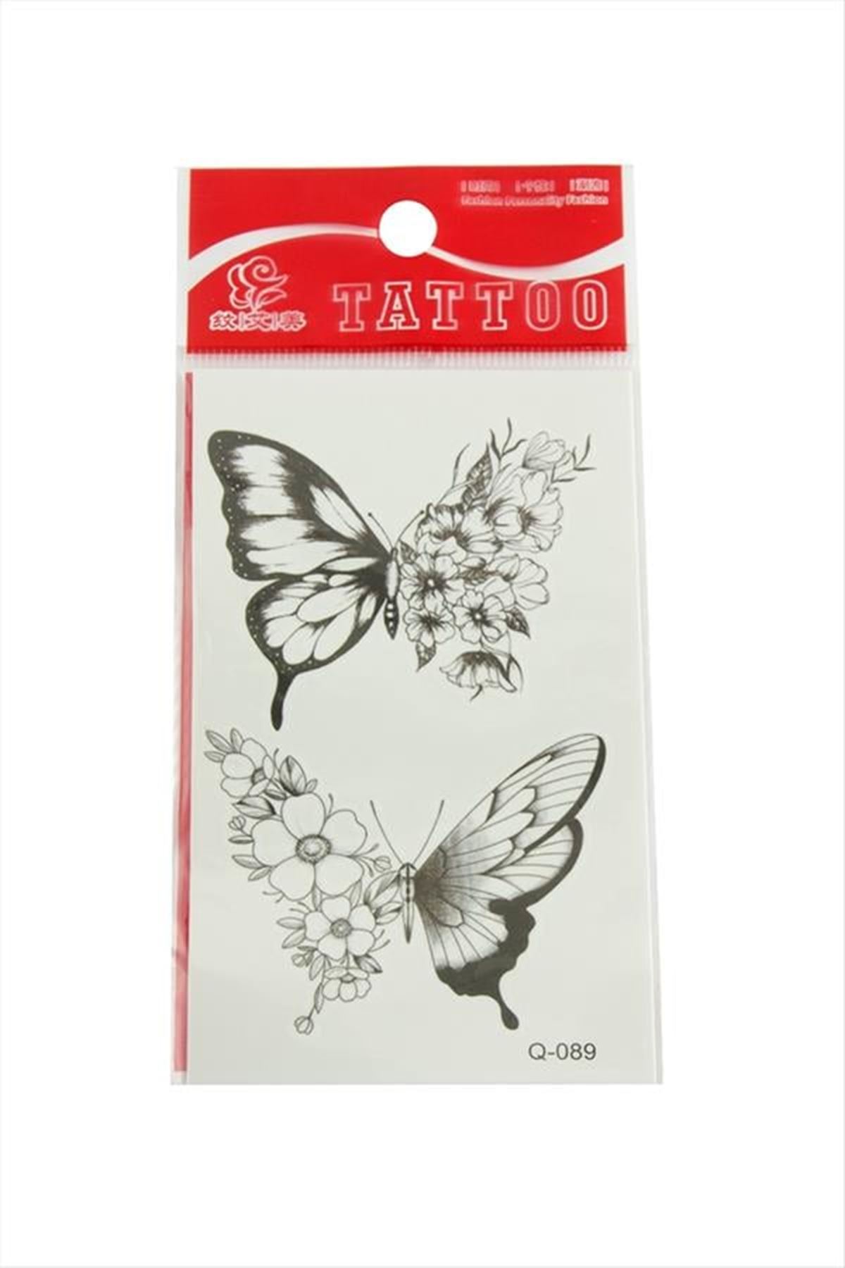 Kelebek Tattoo Dövme Sticker - Beyaz