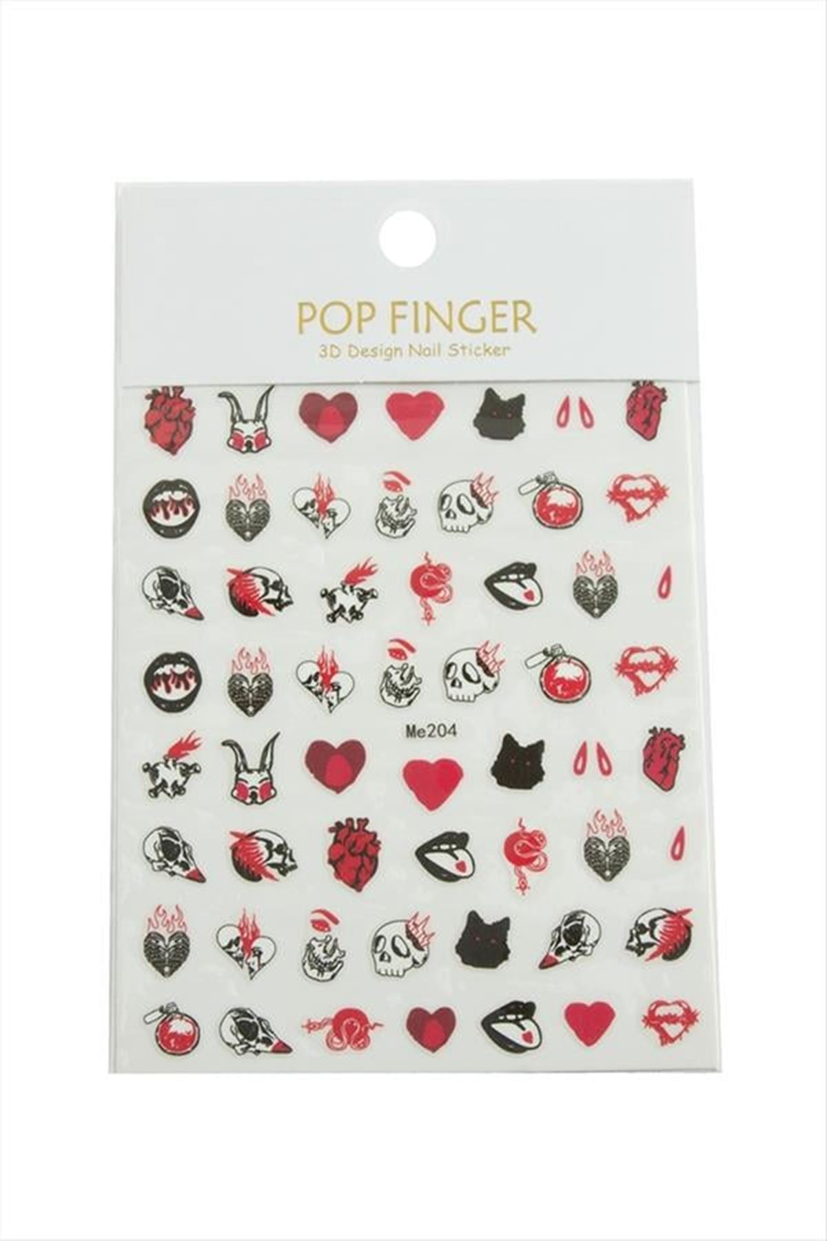 Kalp Kuru Kafa Tattoo Dövme Sticker - Kırmızı