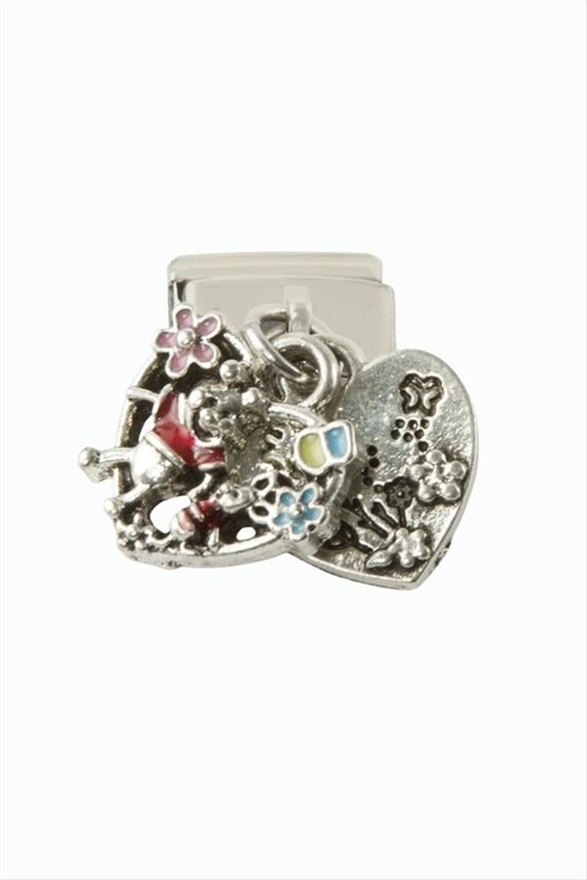 Kalp Sallatılı Çelik Charm - Gümüş Rengi