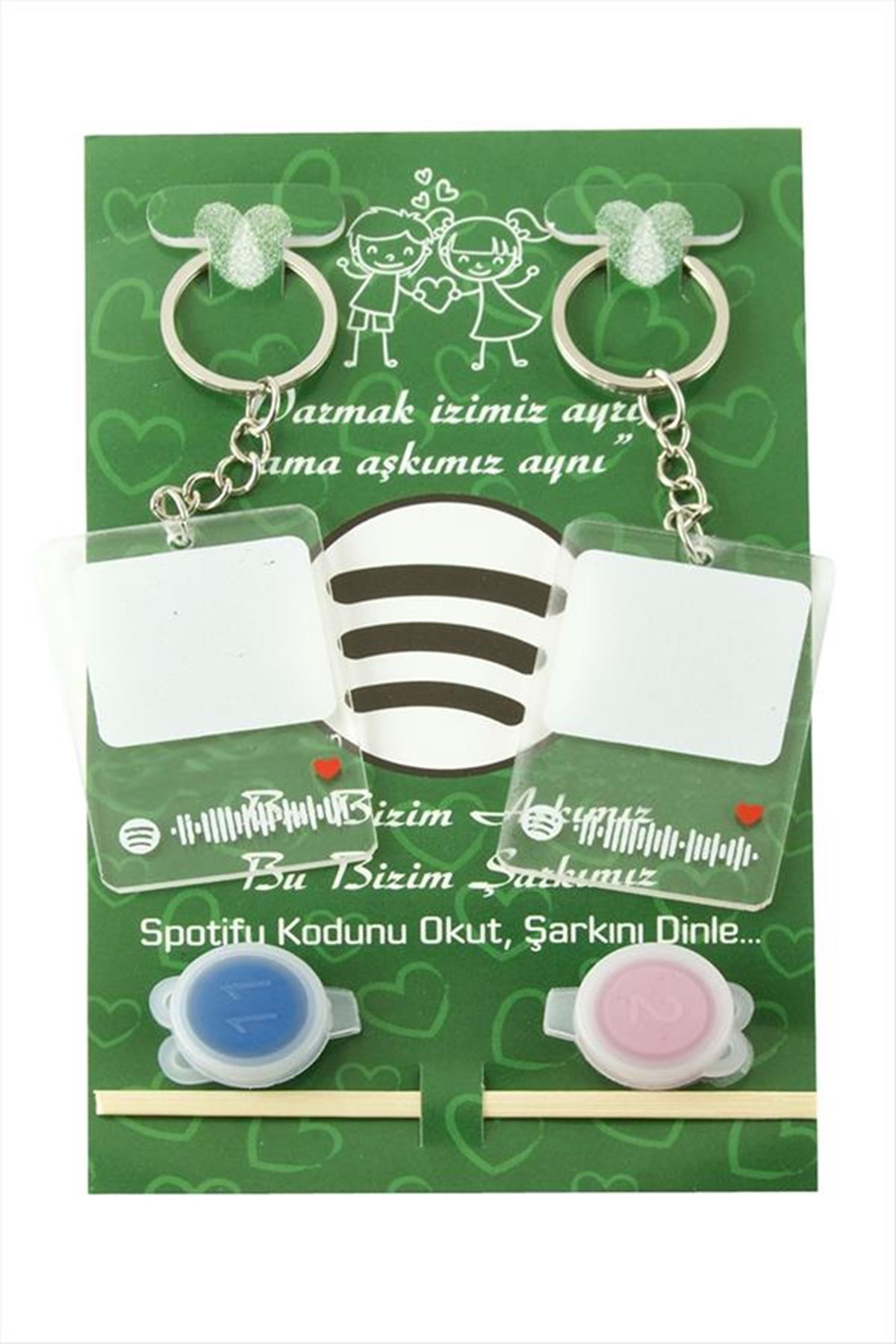 Sevgili Parmak İzli Anahtarlık Yapma Seti - Gümüş Rengi