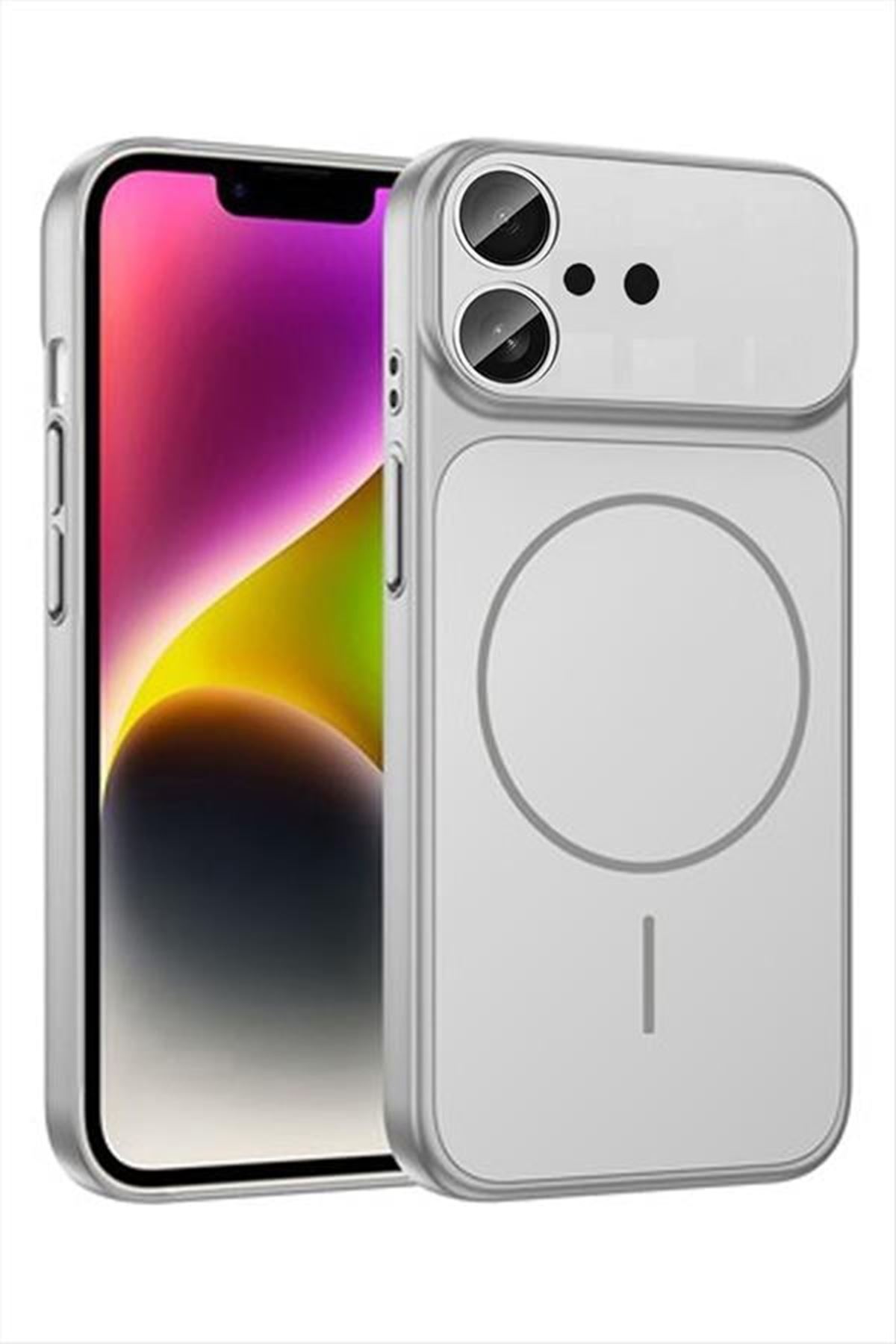 İphone 17 Uyumlu Magsaff Kapak Kılıf - Gri