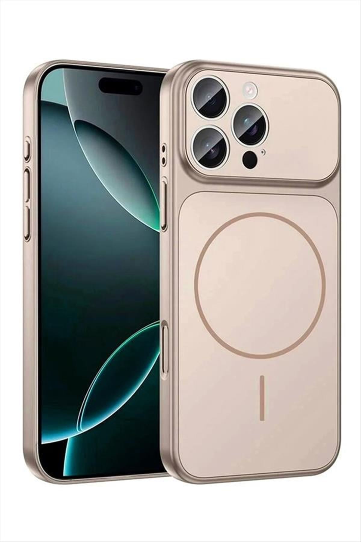 İphone 15 Uyumlu Magsaff Kapak Kılıf - Vizon