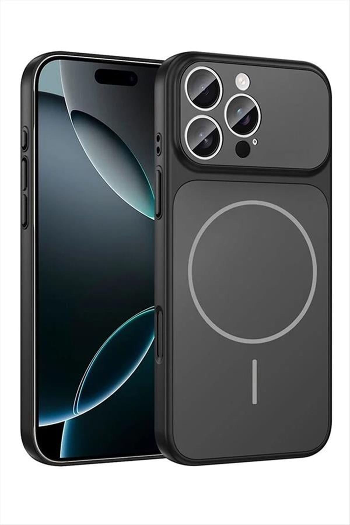 İphone 15 Uyumlu Magsaff Kapak Kılıf - Siyah