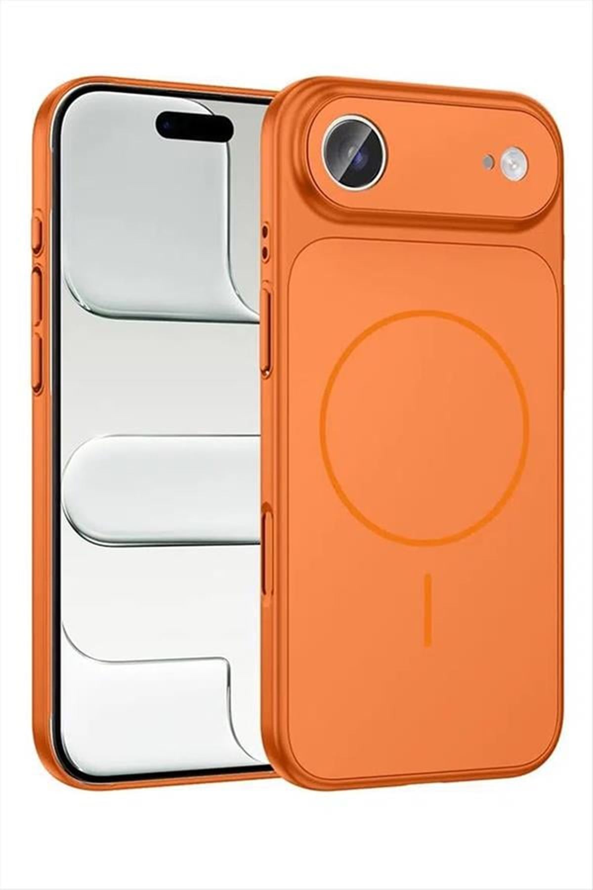 İphone 17 Air Uyumlu Magsaff Kapak Kılıf - Turuncu