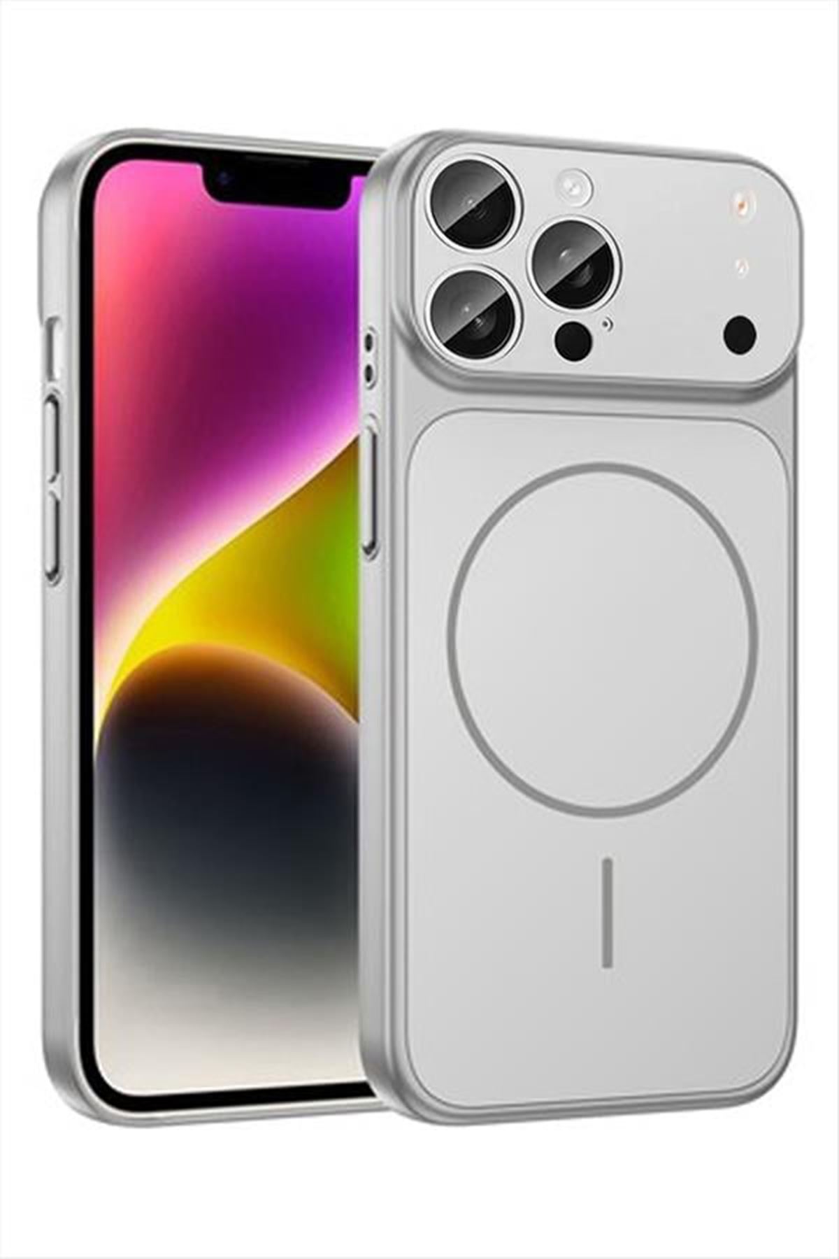 İphone 14 Pro Uyumlu 17 Pro Max Görünümlü Magsaff Kapak Kılıf - Siyah