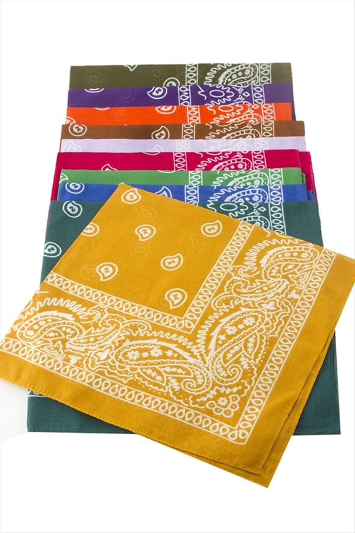 Çini Desenli Bandana 50*50 - Kahverengi