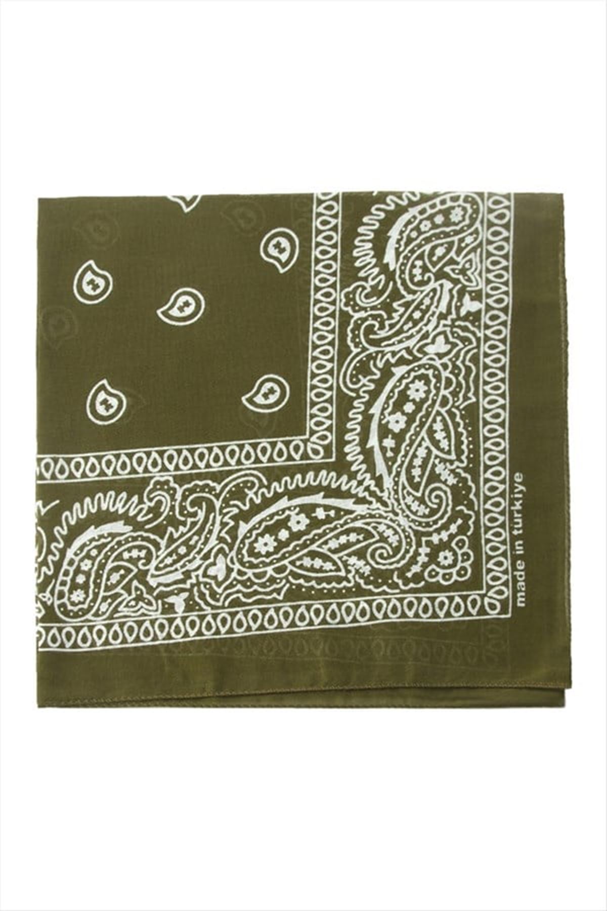 Çini Desenli Bandana 50*50 - Asker Yeşili