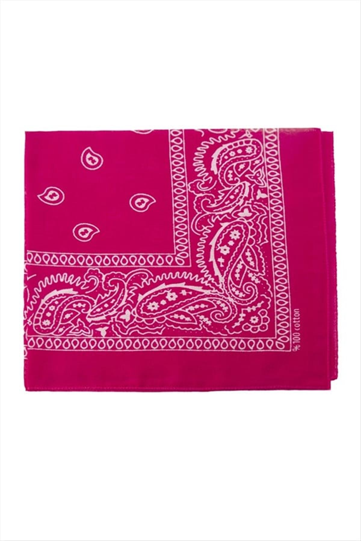 Çini Desenli Bandana 50*50 - Fuşya