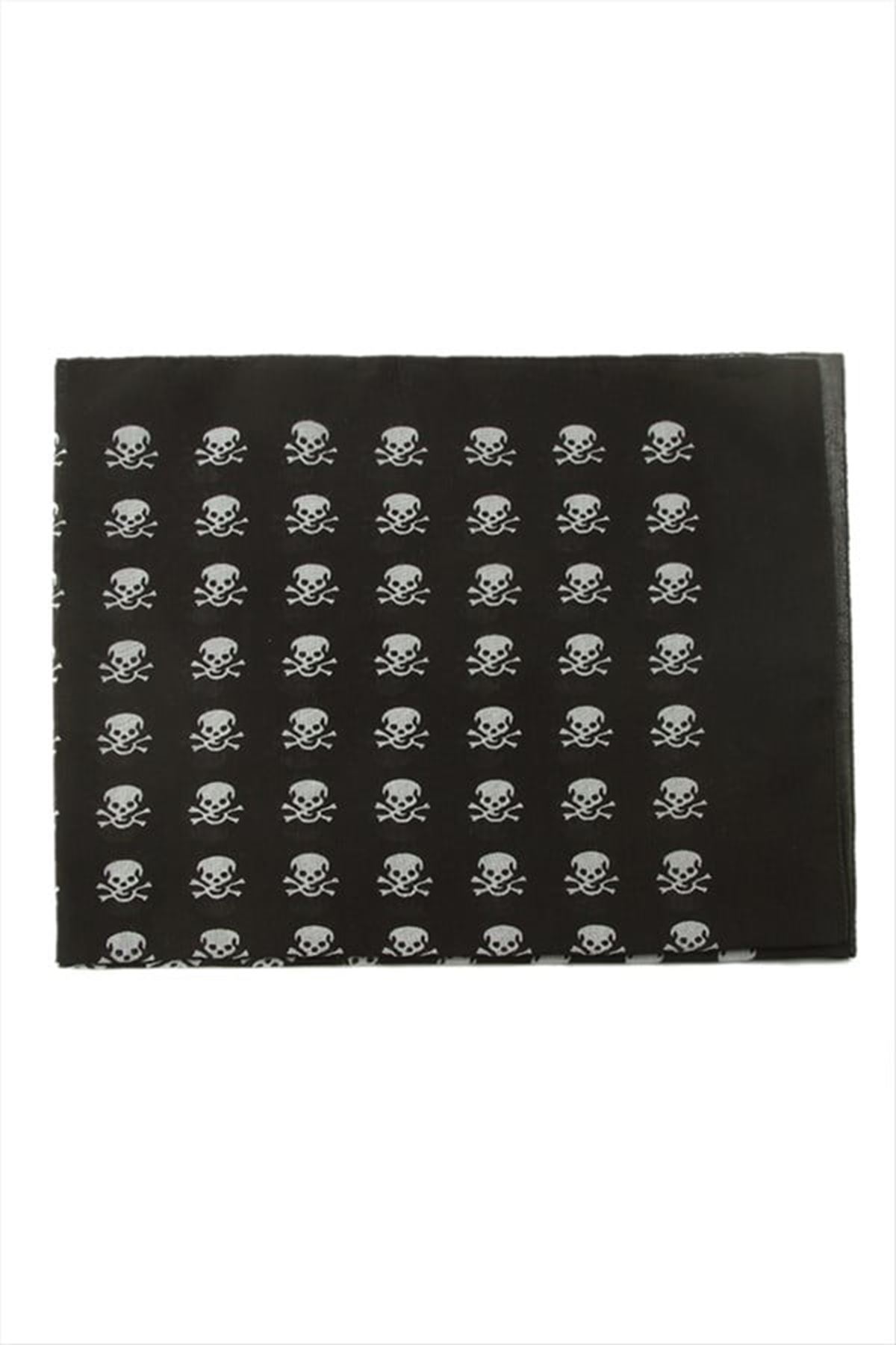 Kuru Kafa Desenli Bandana 50*50 - Siyah