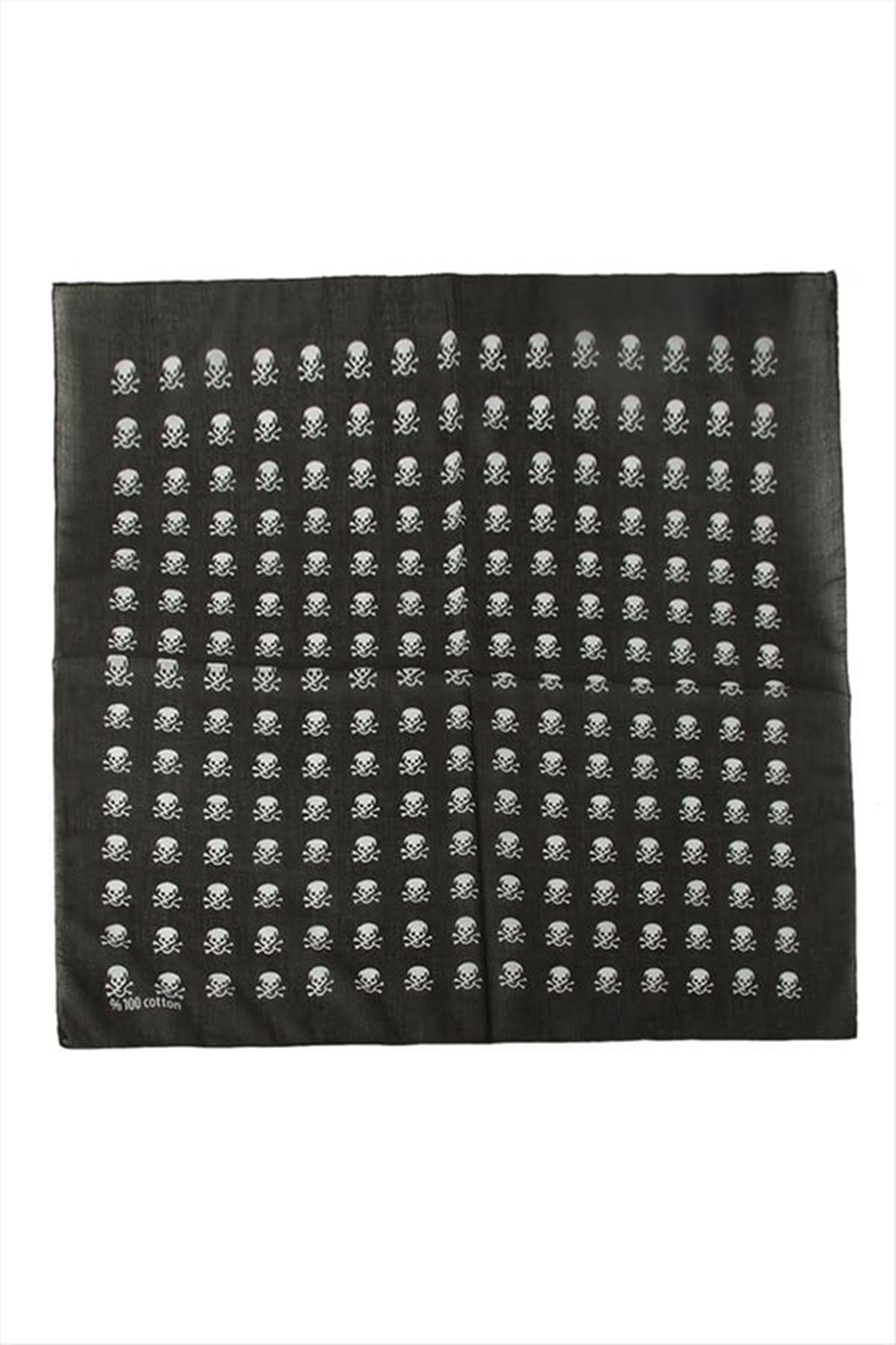 Kuru Kafa Desenli Bandana 50*50 - Siyah