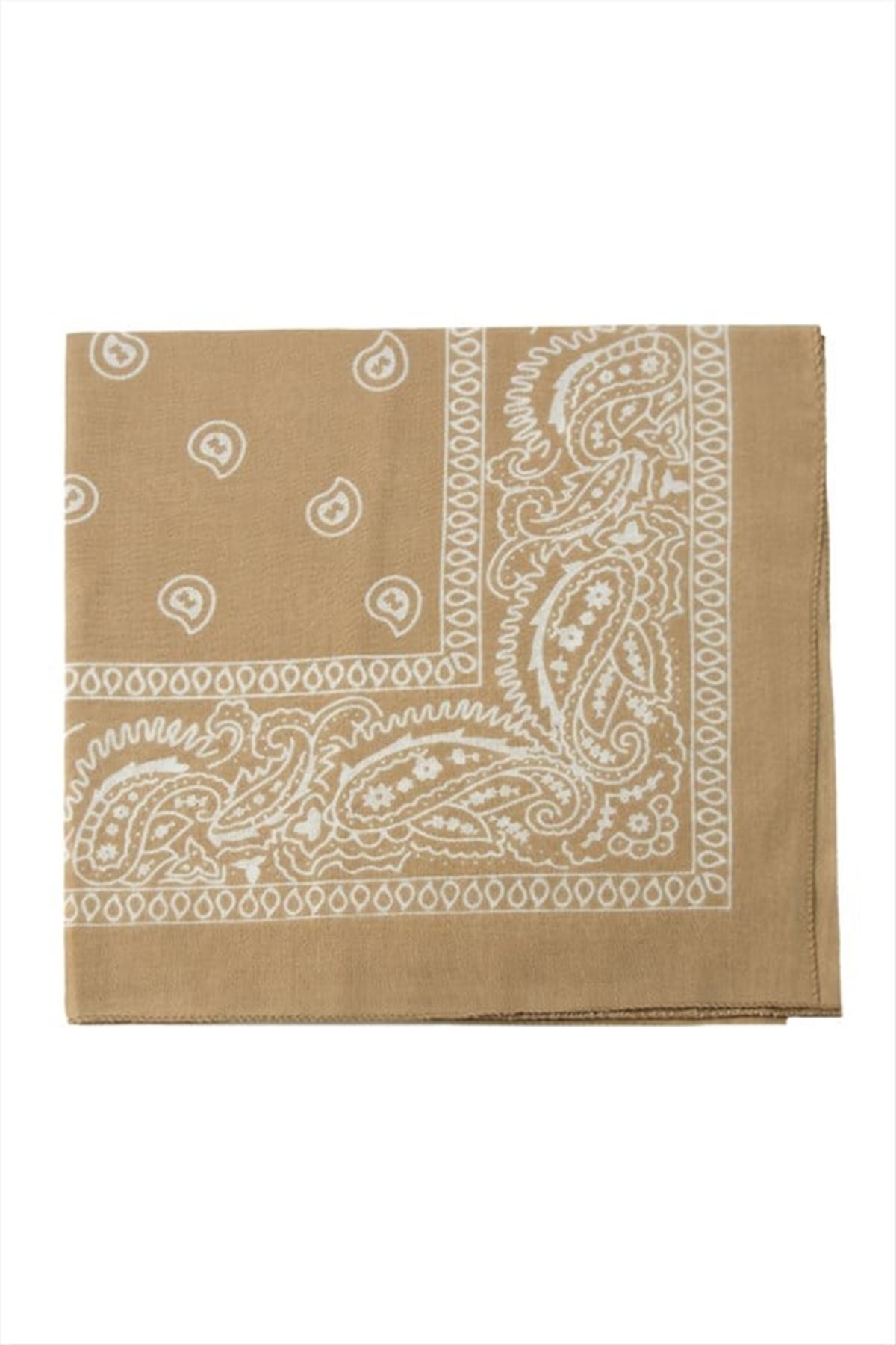 Çini Desenli Bandana 50*50 - Sütlü Kahve