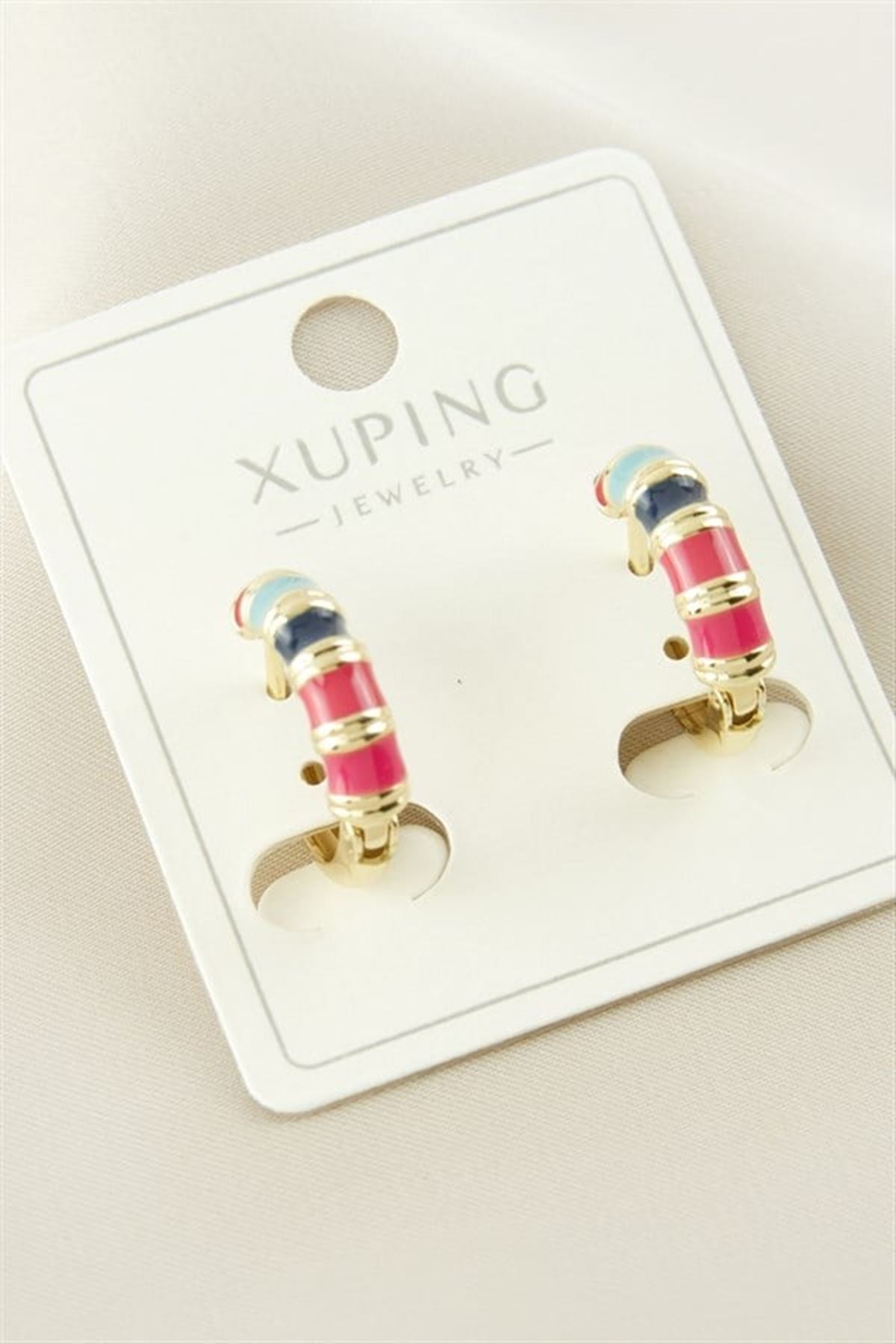 Xuping Burgulu Lüks Çelik Küpe - Sarı