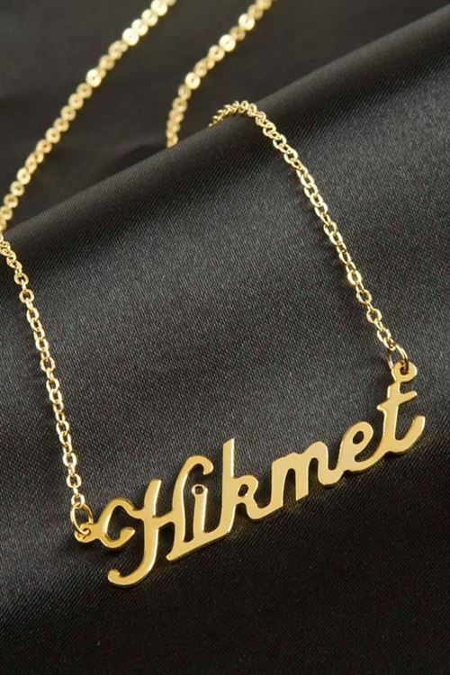 Hikmet İsimli Kolye (Kişiye Özel) - Sarı