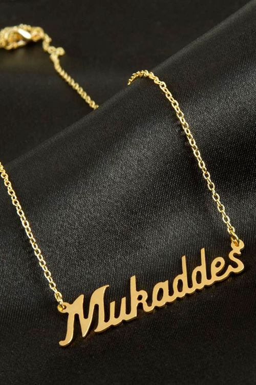 Mukaddes İsimli Kolye (Kişiye Özel) - Sarı