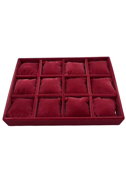 12'li Anfora Kumaş Yastıklı Tabla - Bordo