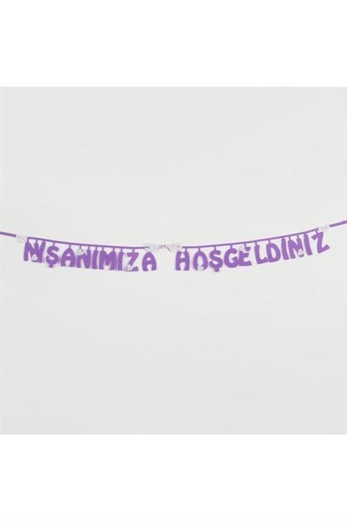 Nişanımıza Hoşgeldiniz Keçe Yazı - Mor