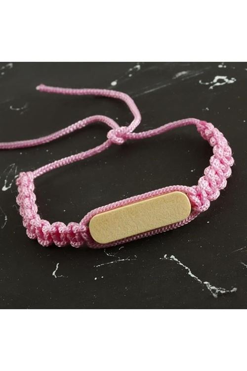 Ahşap Makrome Örgülü Bileklik - Pembe
