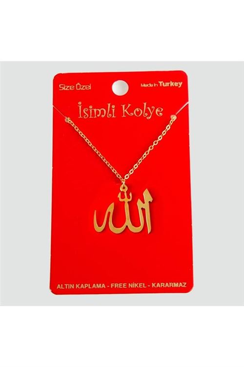 Allah Yazılı Uçlu Kolye - Sarı