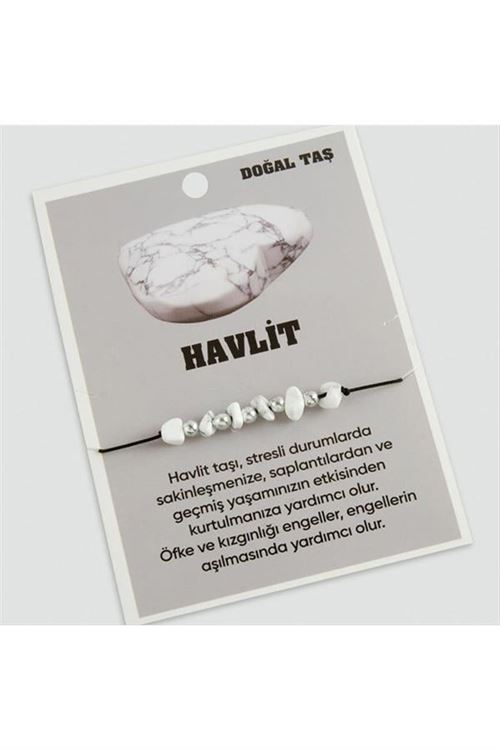 Havlit Doğaltaşlı İp Bileklik - Beyaz