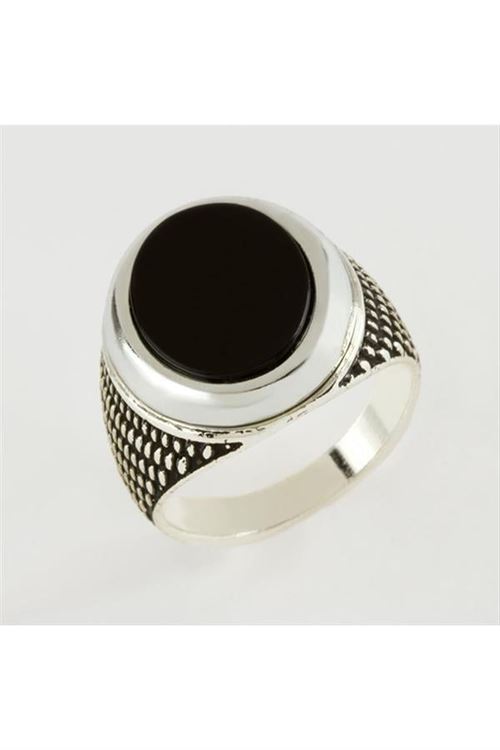 Yuvarlak Metal Erkek Yüzük - Gümüş Rengi
