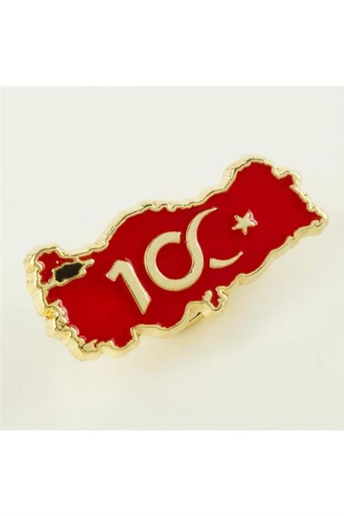 Cumhuriyetin 100. Yılına Özel Yaka Rozet - Gümüş Rengi