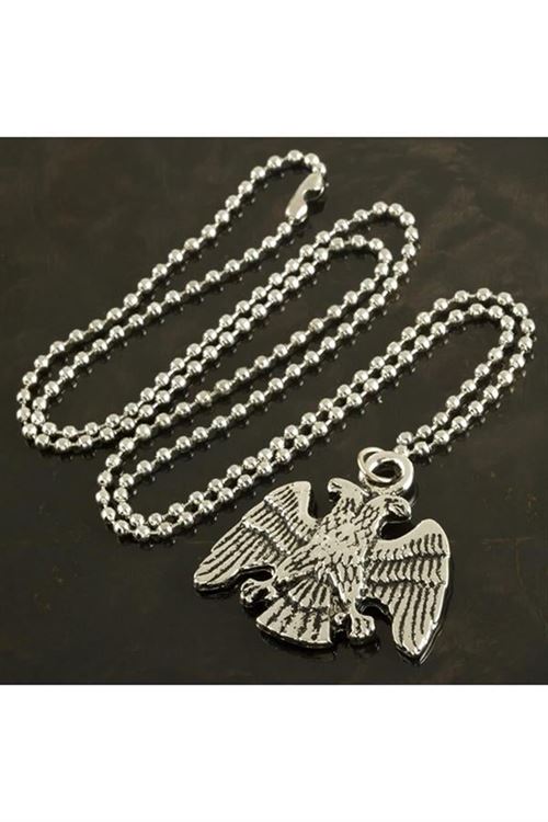 Çift Başlı Kartal Metal Kolye - Gümüş Rengi