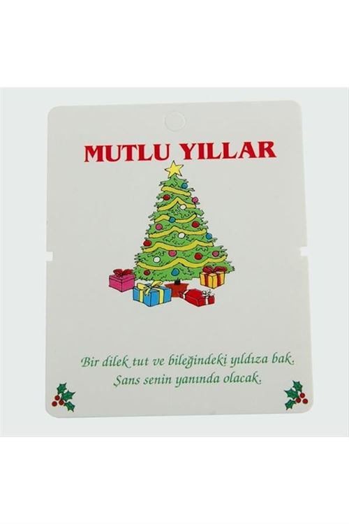 Mutlu Yıllar Bileklik Kartı 200 Adet - Beyaz