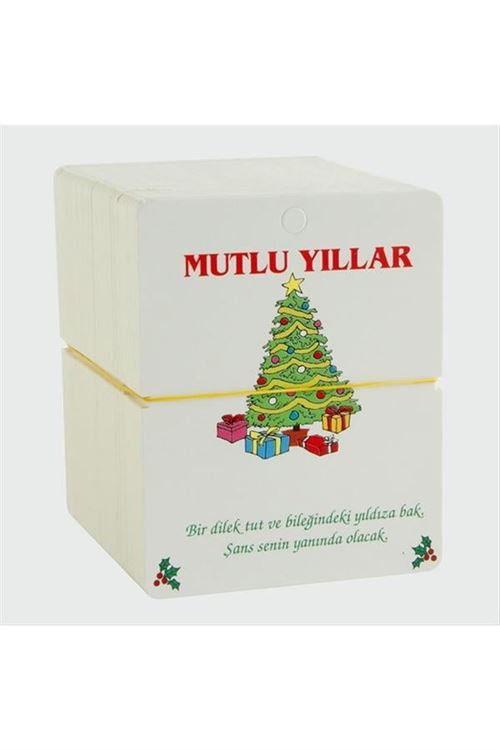 Mutlu Yıllar Bileklik Kartı 200 Adet - Beyaz