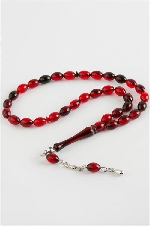 Zeytin Şekilli Plastik Tesbih 8*11 mm - Bordo