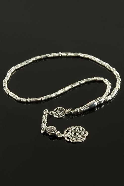 Silindir Metal Tesbih 4*8 mm - Gümüş Rengi