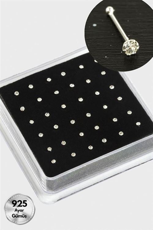 2 mm Tek Taşlı Gümüş Hızma 36 Adet - Gümüş Rengi