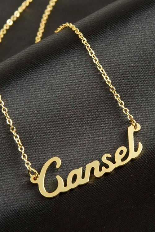 Cansel isimli kolye (Kişiye Özel) - Sarı