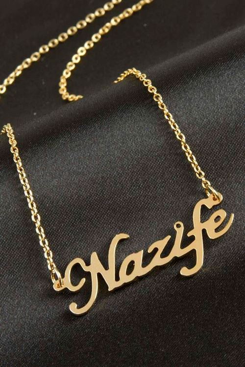 Nazife isimli kolye (Kişiye Özel) - Sarı