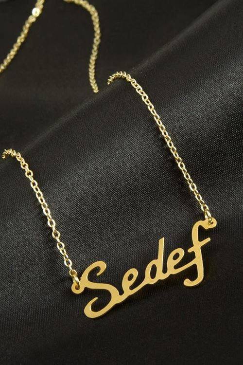 Sedef isimli kolye (Kişiye Özel) - Sarı