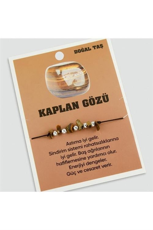 Kaplangözü Doğaltaşlı İp Bileklik - Kahverengi