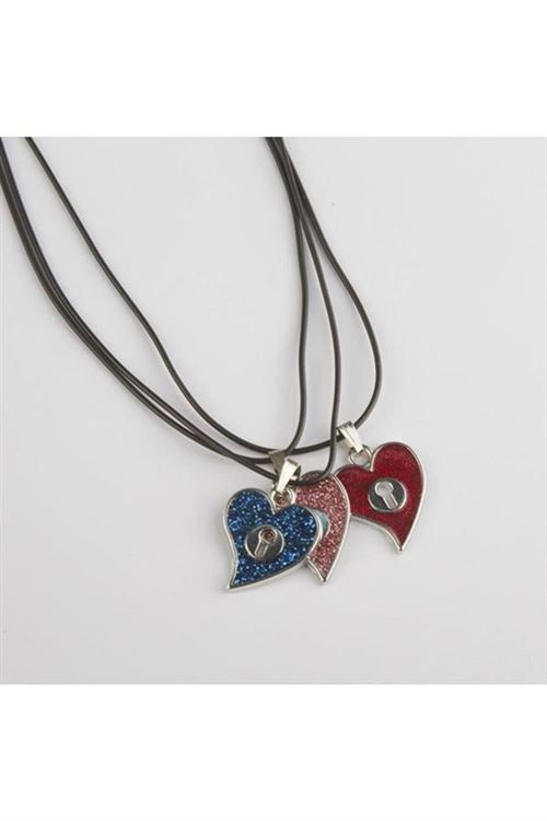 Kalp Metal Vinlex Deri Kolye - Karışık Renk 1