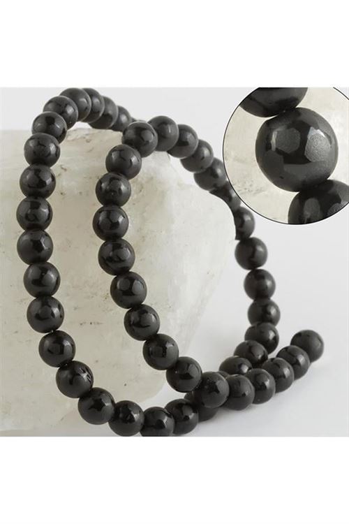 8 mm Ağ Şekilli Orjinal Onix Taşı - Siyah