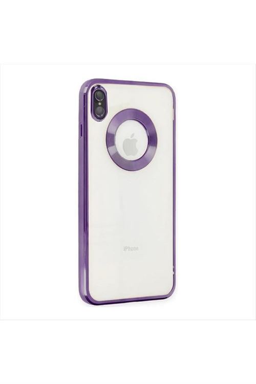iPhone X/XS Lüx Lensli Lazer Silikon Kılıf (Kamera Korumalı) - Mor