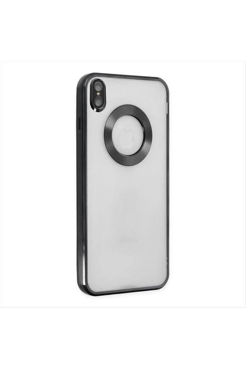 iPhone X/XS Lüx Lensli Lazer Silikon Kılıf (Kamera Korumalı) - Siyah