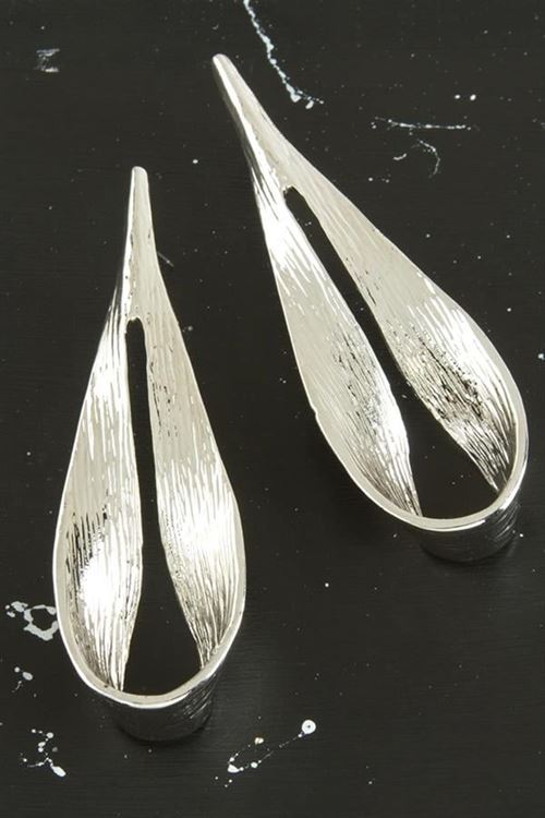 Oval Yeni Sezon Metal Küpe - Gümüş Rengi