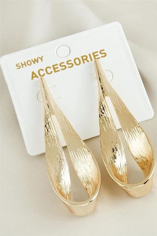 Oval Yeni Sezon Metal Küpe - Sarı